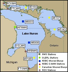 Mesomap of nearby weather buoys