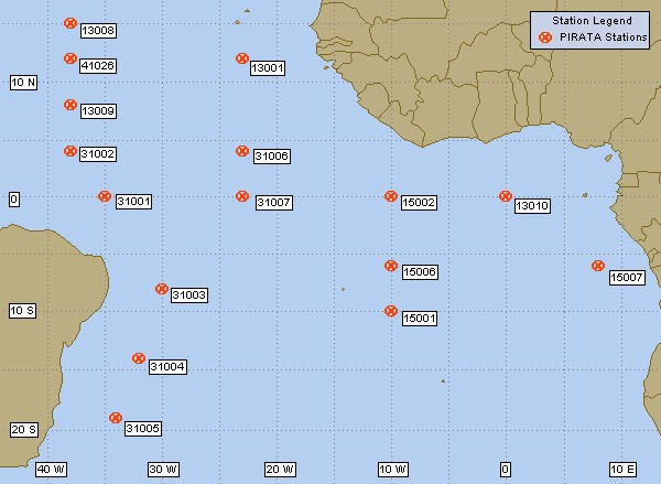 Mesomap of nearby weather buoys