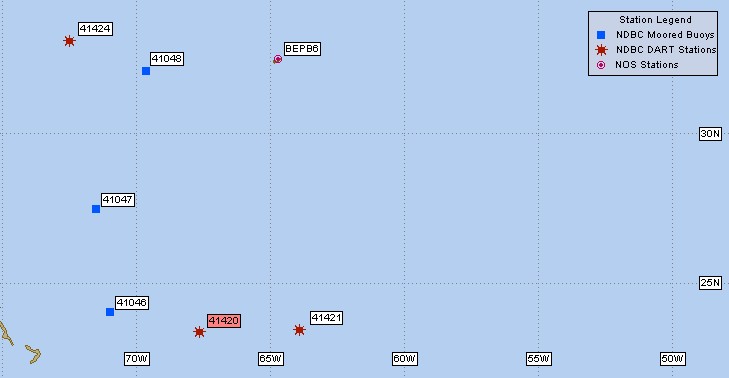 Mesomap of nearby weather buoys