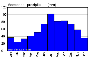 Moosonee Ontario Canada Annual Precipitation Graph