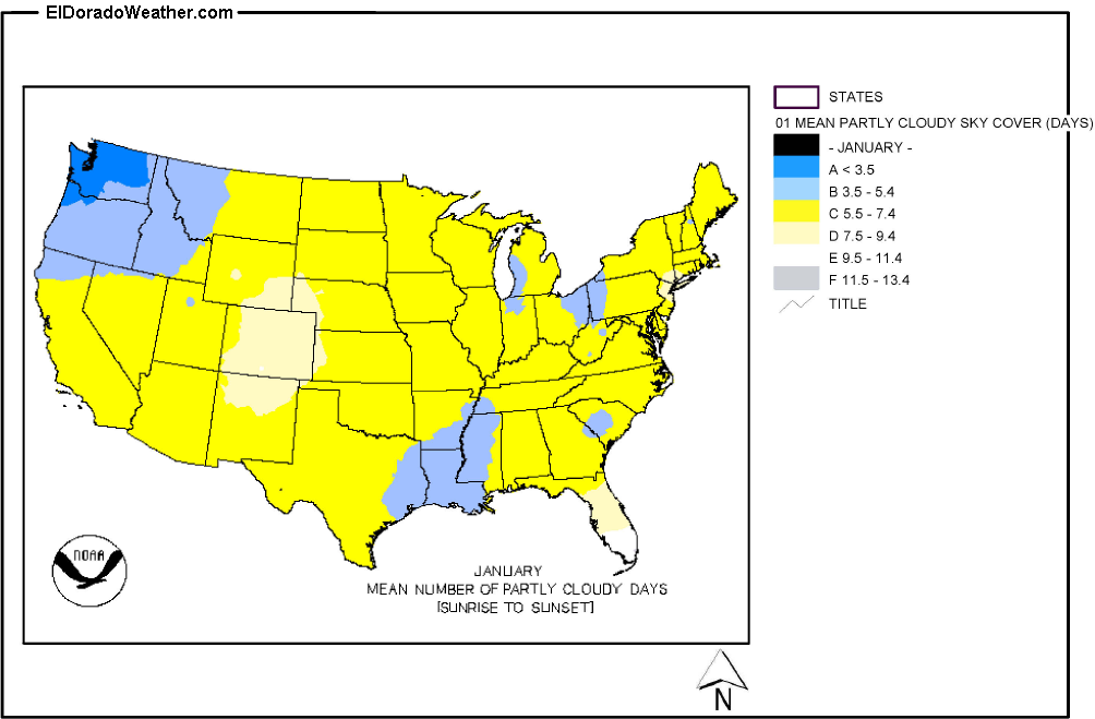 United States Yearly Annual And Monthly Mean Number Of Partly Cloudy Days Sunrise To Sunset