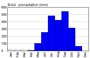 Boke, Guinea, Africa Annual Yearly Monthly Rainfall Graph