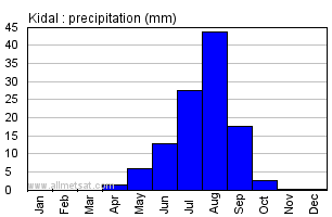 Kidal, Mali, Africa Annual Yearly Monthly Rainfall Graph
