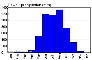 Dawei Burma Annual Precipitation Graph