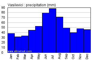 Vasilevici Belarus Annual Precipitation Graph