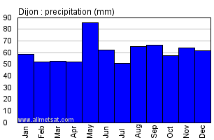 Dijon France Annual Precipitation Graph