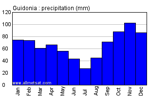 Guidonia Italy Annual Precipitation Graph