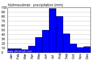 Nizhneudinsk Russia Annual Precipitation Graph