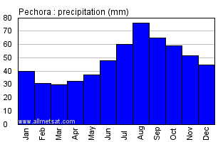 Pechora Russia Annual Precipitation Graph