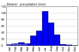 Bikaner India Annual Precipitation Graph