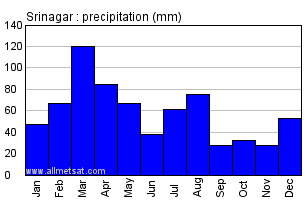 Srinagar India Annual Precipitation Graph