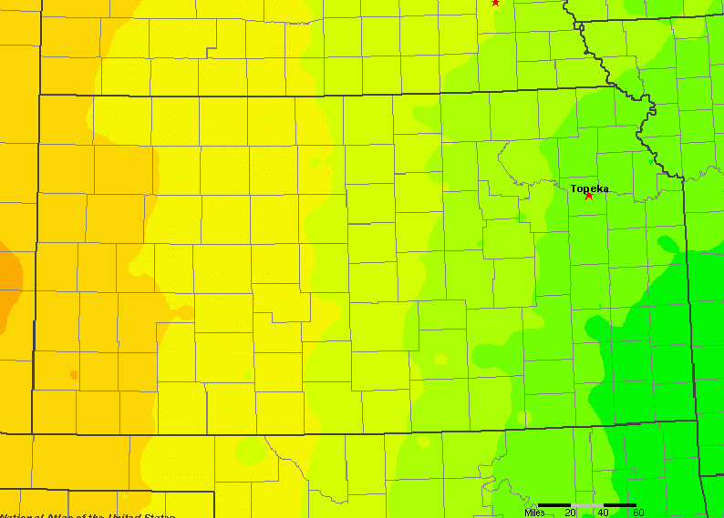 The State of Kansas Yearly Average Precipitation