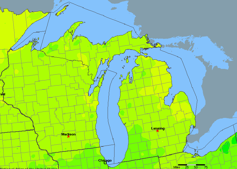 The State of Michigan Yearly Average Precipitation