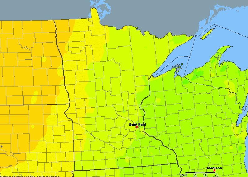 The State of Minnesota Yearly Average Precipitation