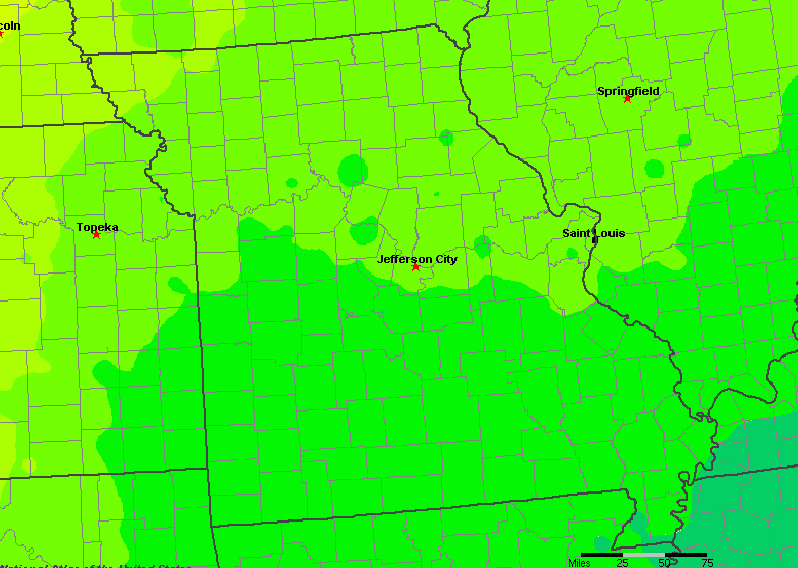 The State of Missouri Yearly Average Precipitation