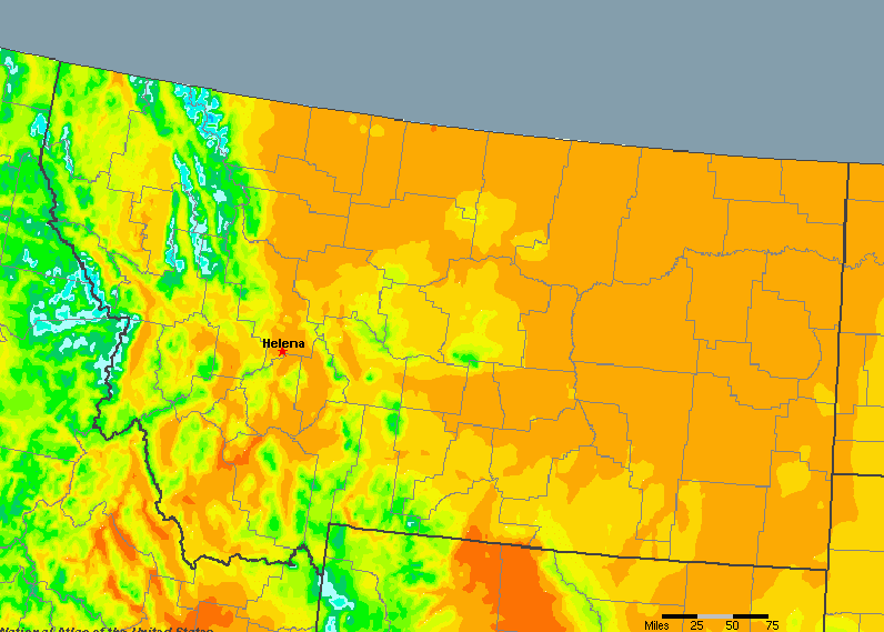 The State of Montana Yearly Average Precipitation