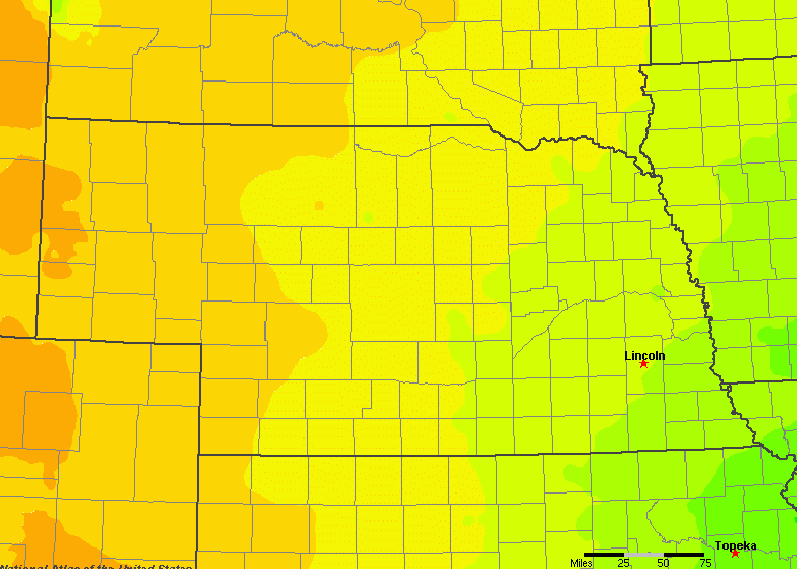 The State of Nebraska Yearly Average Precipitation