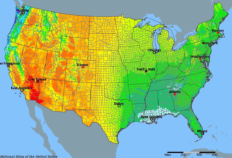 Rainfall Map Of Us United States Average Annual Yearly Climate for Rainfall 