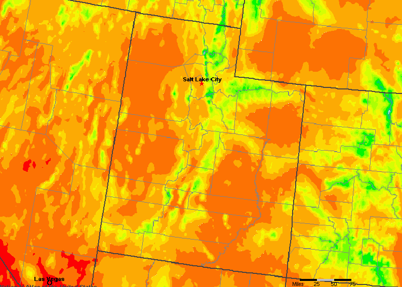 The State of Utah Yearly Average Precipitation