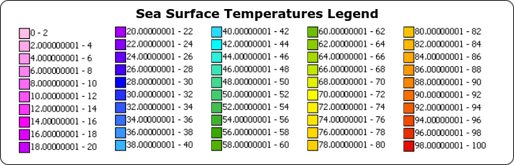 Sea Surface Temps Legend