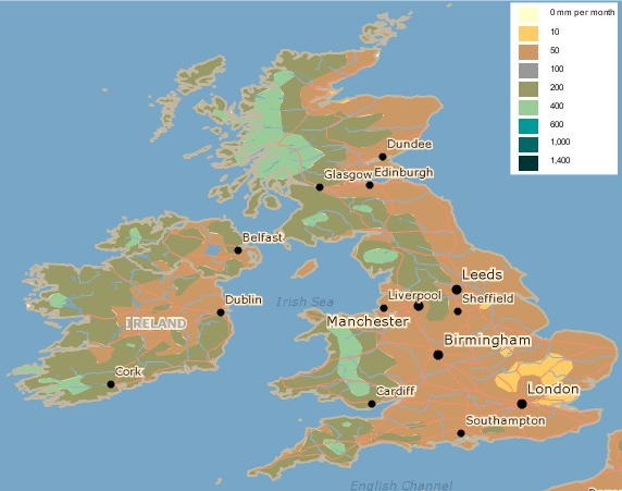 Average British Isles January Rainfall