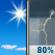 Today: Showers and possibly a thunderstorm after noon.  High near 79. Southeast wind 5 to 7 mph becoming northwest in the afternoon.  Chance of precipitation is 80%.