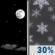 Wednesday Night: A 30 percent chance of snow after 3am.  Partly cloudy, with a low around 6. Northwest wind 5 to 10 mph. 