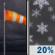 Monday Night: A 20 percent chance of snow after midnight.  Mostly cloudy, with a low around 26. Wind chill values as low as 14. Breezy, with an east wind 13 to 20 mph, with gusts as high as 28 mph. 
