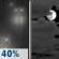 Saturday Night: A 40 percent chance of rain before 11pm.  Mostly cloudy, with a low around 50.