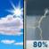 Wednesday: A chance of showers and thunderstorms before 2pm, then showers and possibly a thunderstorm between 2pm and 4pm, then showers and thunderstorms likely after 4pm.  High near 81. Calm wind becoming west southwest around 6 mph in the afternoon.  Chance of precipitation is 80%.