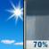 Today: Isolated showers before 2pm, then showers likely and possibly a thunderstorm between 2pm and 5pm, then scattered showers and thunderstorms after 5pm.  Increasing clouds, with a high near 80. Light and variable wind becoming southwest around 5 mph in the afternoon.  Chance of precipitation is 70%. New rainfall amounts between a tenth and quarter of an inch, except higher amounts possible in thunderstorms. 