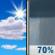Friday: Showers likely and possibly a thunderstorm after 2pm.  Mostly sunny, with a high near 78. South wind 5 to 8 mph.  Chance of precipitation is 70%.