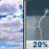 Friday: Isolated showers and thunderstorms after noon.  Mostly cloudy, with a high near 94. Light and variable wind becoming west 6 to 11 mph in the afternoon.  Chance of precipitation is 20%.