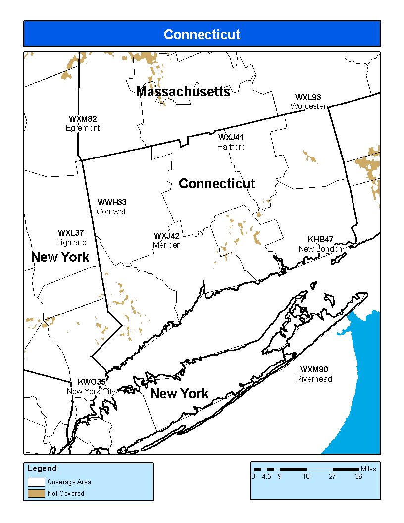 Connecticut Weather Radio Coverage Map
