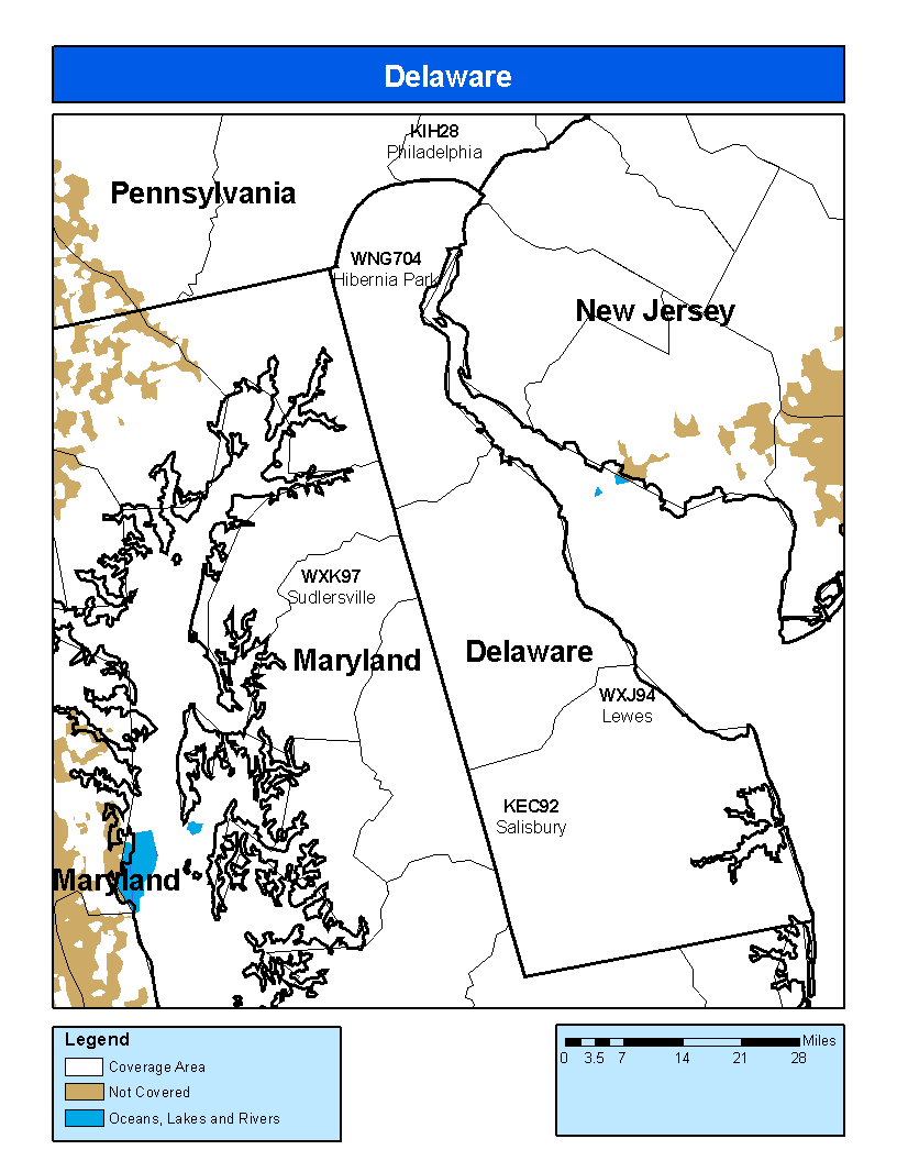 Delaware Weather Radio Coverage Map
