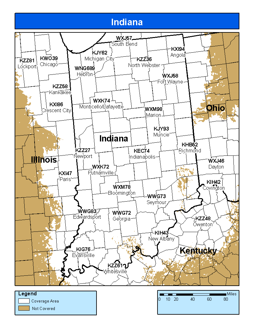 Indiana Weather Radio Coverage Map
