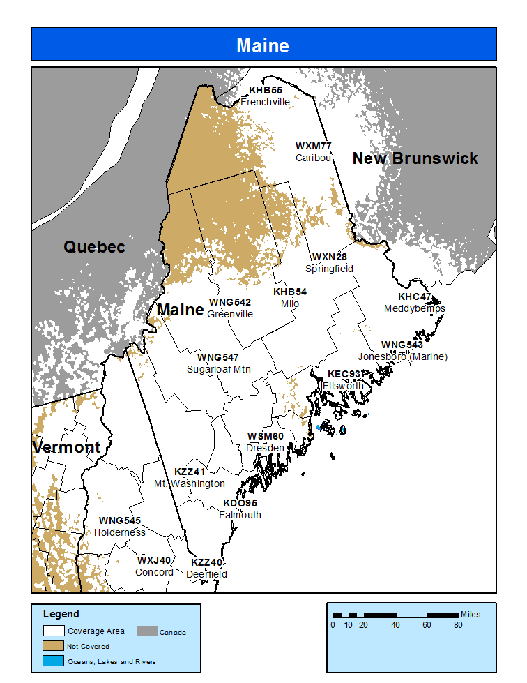 Maine Weather Radio Coverage Map