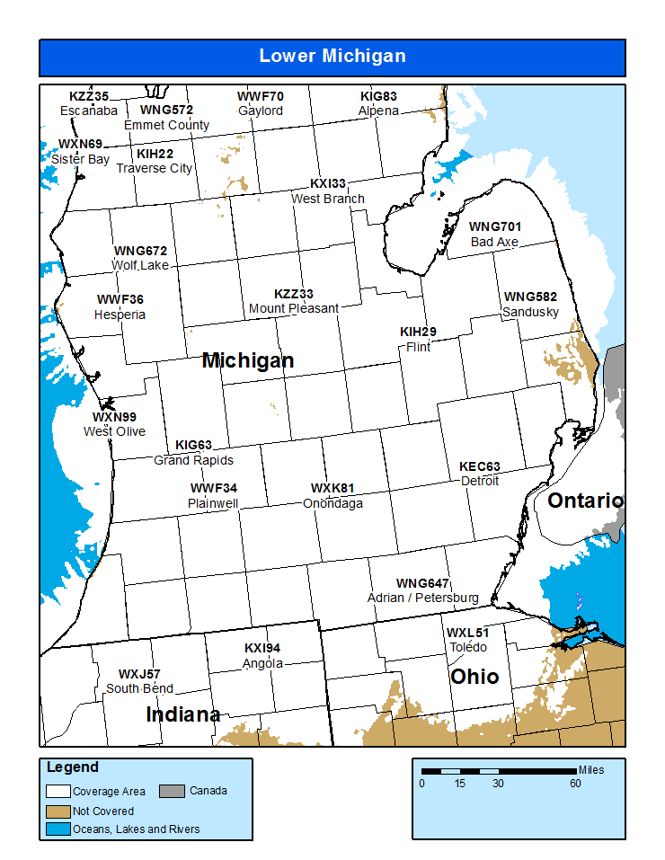 Michigan Weather Radio Coverage Map