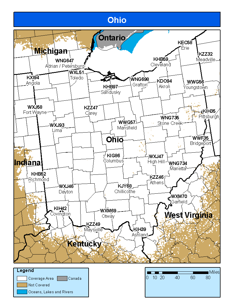 Ohio Weather Radio Coverage Map
