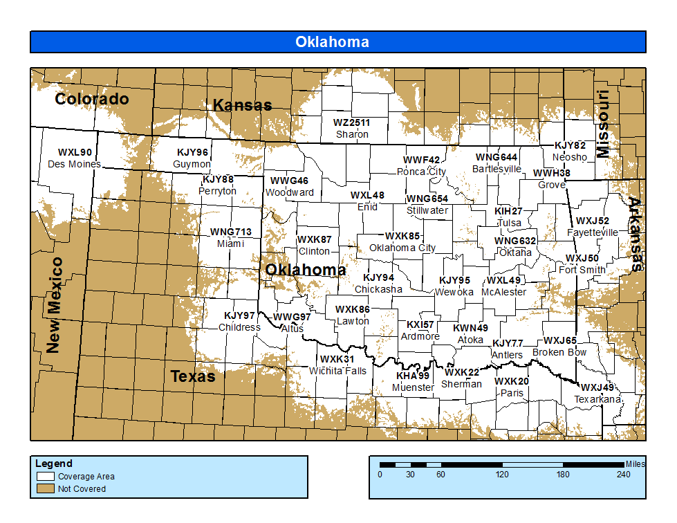 Oklahoma Weather Radio Coverage Map