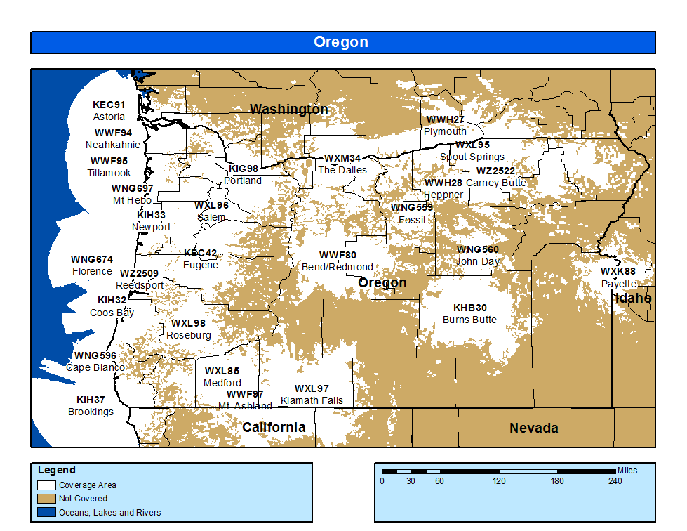 Oregon Weather Radio Coverage Map