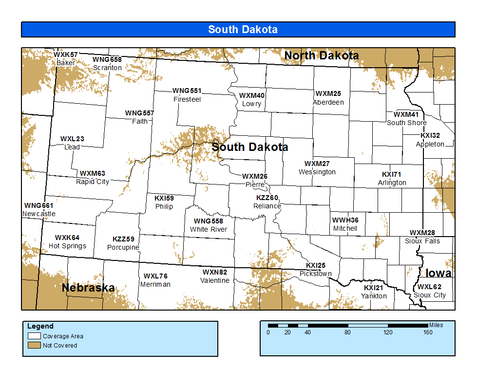South Dakota Weather Map South Dakota NOAA National Weather Service Streaming Audio Weather 