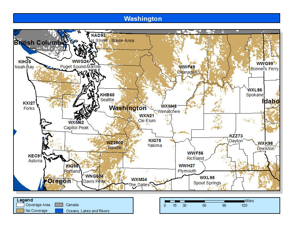 Washington Weather Radio Coverage Map