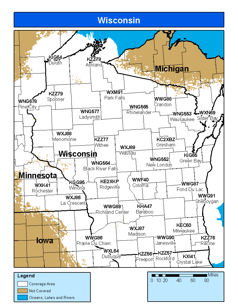 Wisconsin Weather Radio Coverage Map