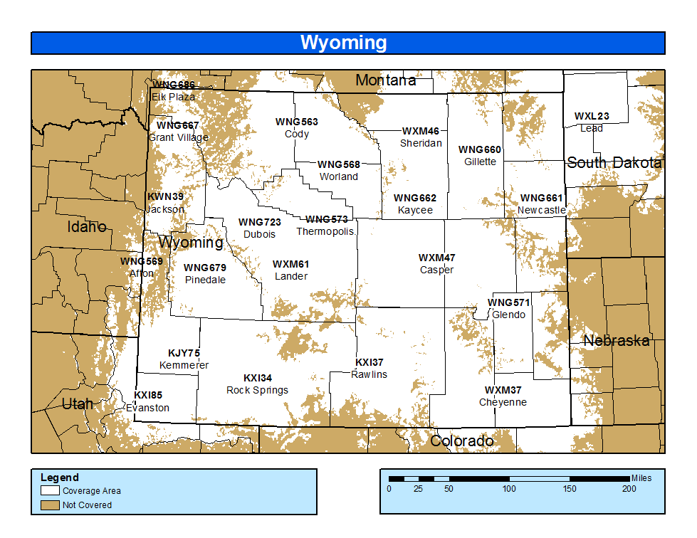 Wyoming Weather Radio Coverage Map